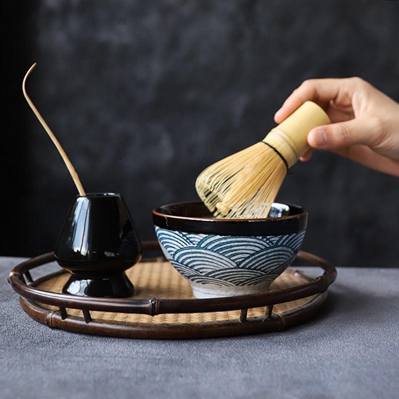 Matcha Tea Set - Whisk and Bowl with Matcha Tea